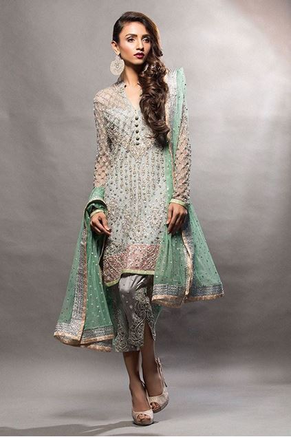 Picture of Grey Short Shirt with Mint Dupatta